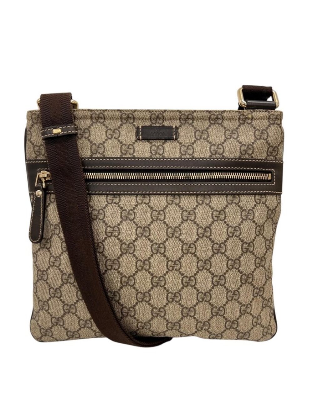Gucci GG Supreme Canvas Brown Shoulder Bag Gold